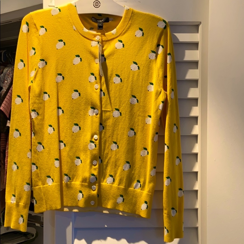 J.Crew lemon-print cardigan sweater